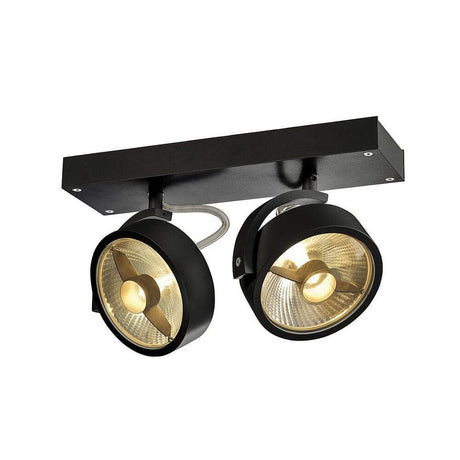 Kalu 2 QPAR Deckenleuchte schwarz ES111 max. 2x75W, drehbare Deckenlampe mit 2 Spots