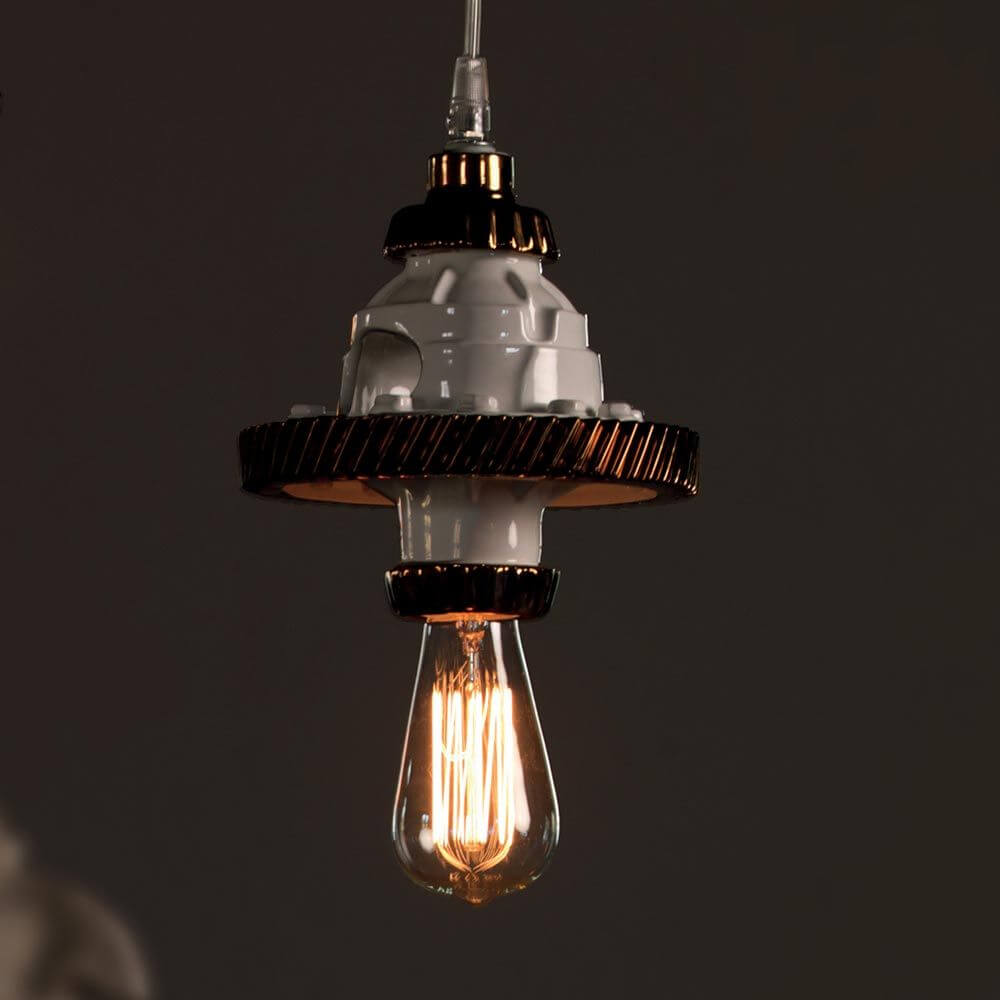 Karman Mek 1 Hängeleuchte Ø 17cm in kunstvollem Design mit Keramik und Glühbirne