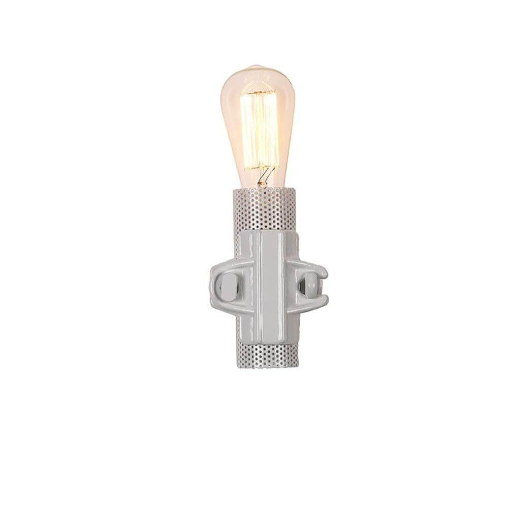 Karman Nando Wandlampe in Grau mit industriellem Design und Edison-Glühbirne für stilvolle Raumausstattung.