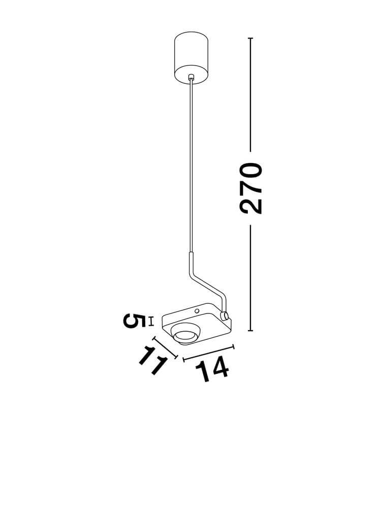 Maßzeichnung der Kedros LED Pendelleuchte 3000K mit Höhe von 270 cm und klaren Dimensionen.