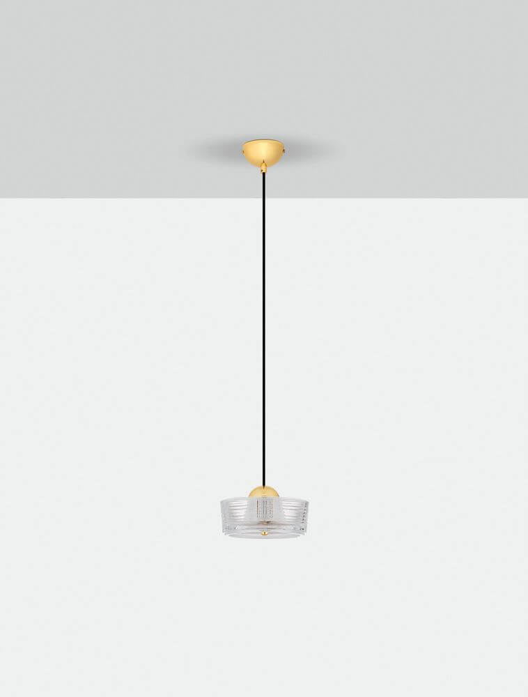 Keros LED Pendelleuchte 3000K Gold - moderne Pendelleuchte in Stahl und Acryl, ideal für Küche und Essbereich.