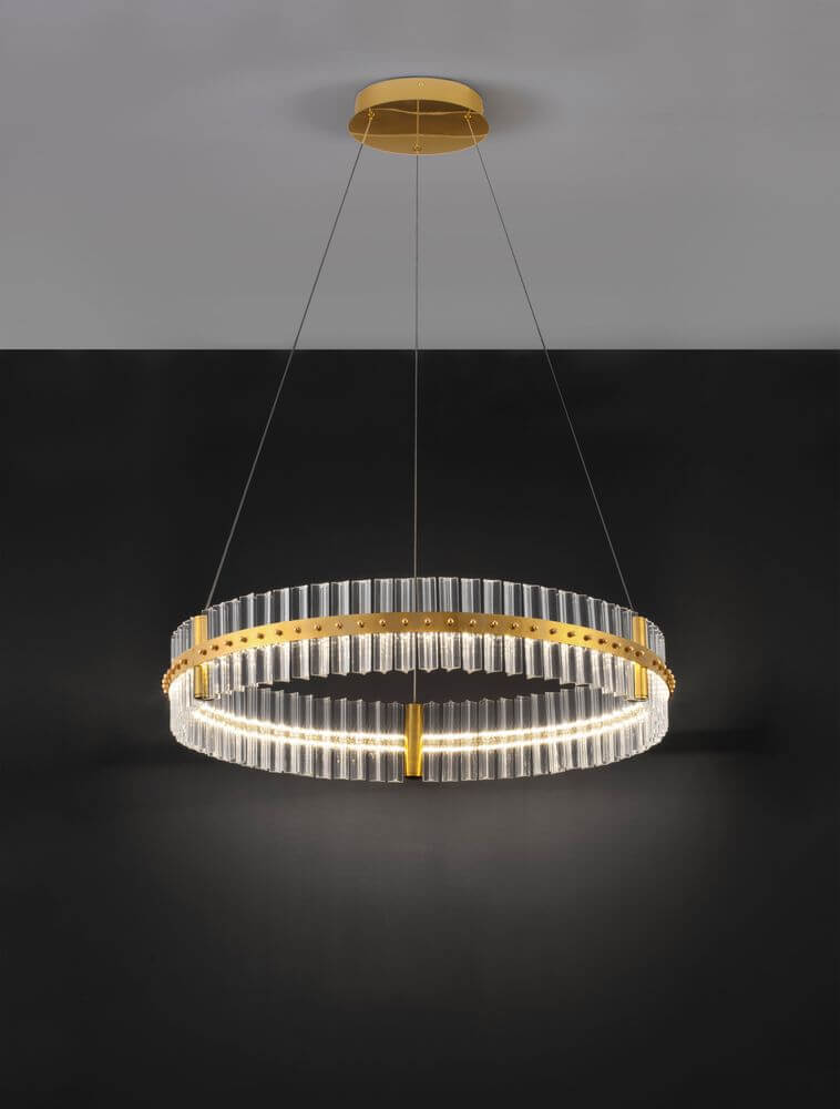Kezo LED Pendelleuchte Ø 78cm 3000K Gold elegant und modern, Glamour-Stil mit hochwertigen Materialien.