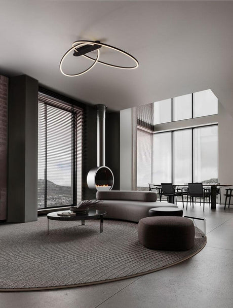 Kiklos LED Deckenleuchte 2-flammig Ø 72cm 3000K in modernem Wohnzimmer mit eleganter Einrichtung.