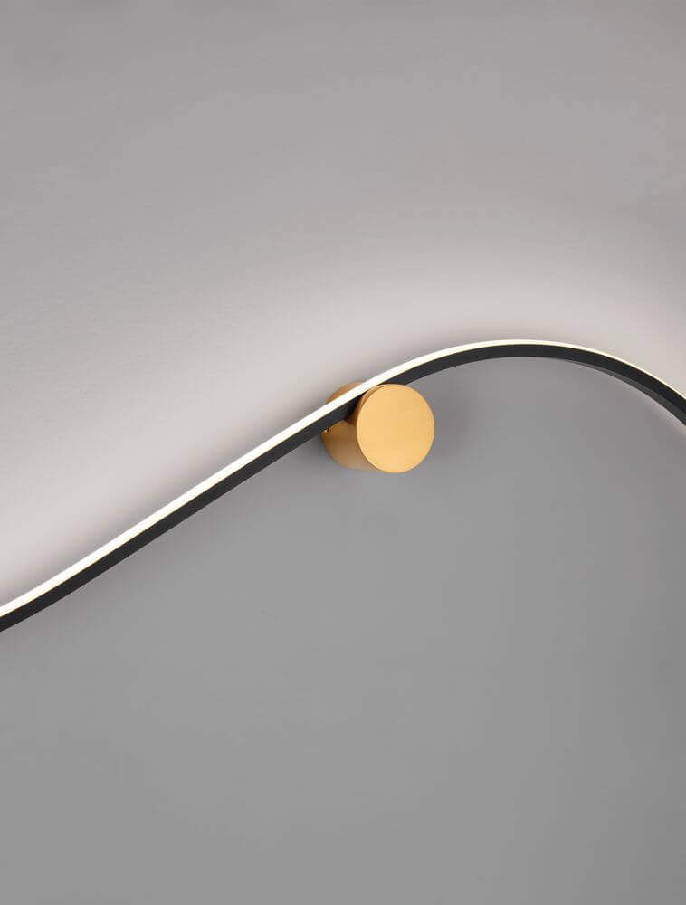 Kima LED Wandleuchte Geschwungen 3000K Schwarz, Gold