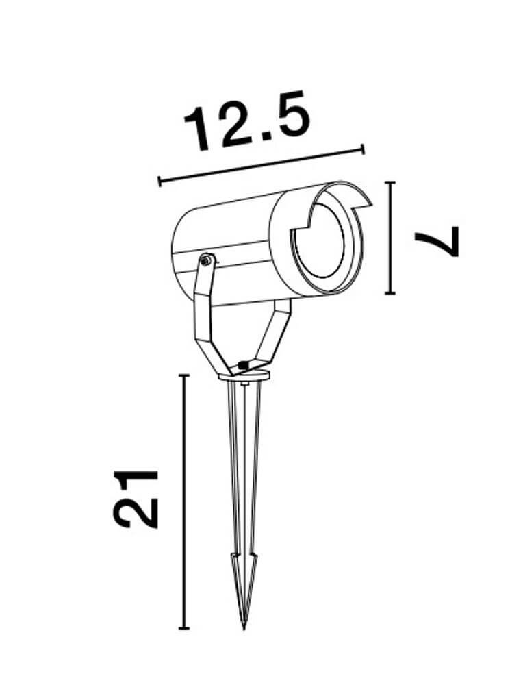 Diagramm der Kimiko Außenspießleuchte Schwarz IP54 mit Abmessungen in Zentimetern.