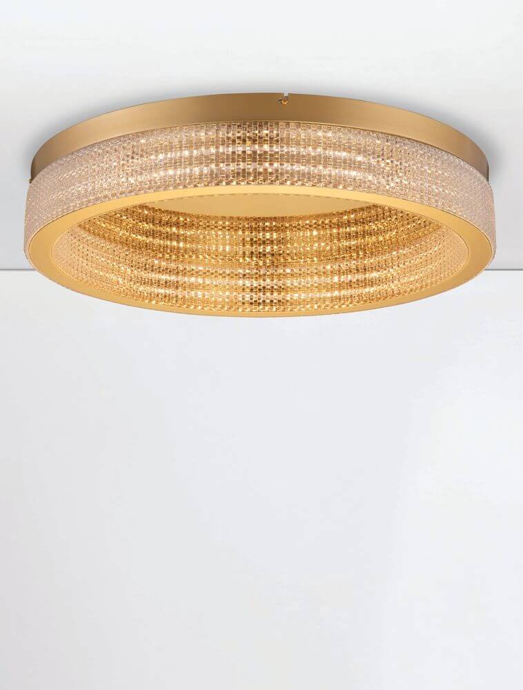 Kinara Deckenleuchte 3000K in Gold mit modernem, elegantem Design und funkelndem Kristallfinish.