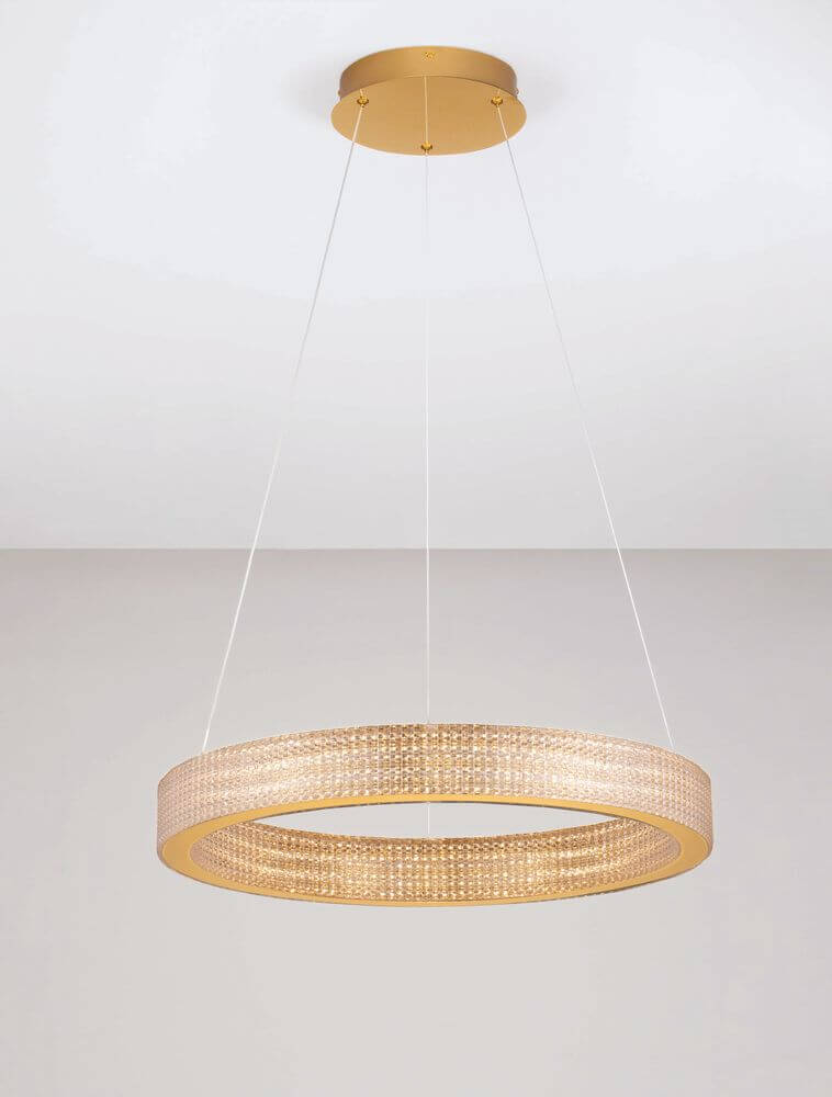Kinara Pendelleuchte Ø 60cm 3000K Gold mit funkelndem Acryl und elegantem дизайном.