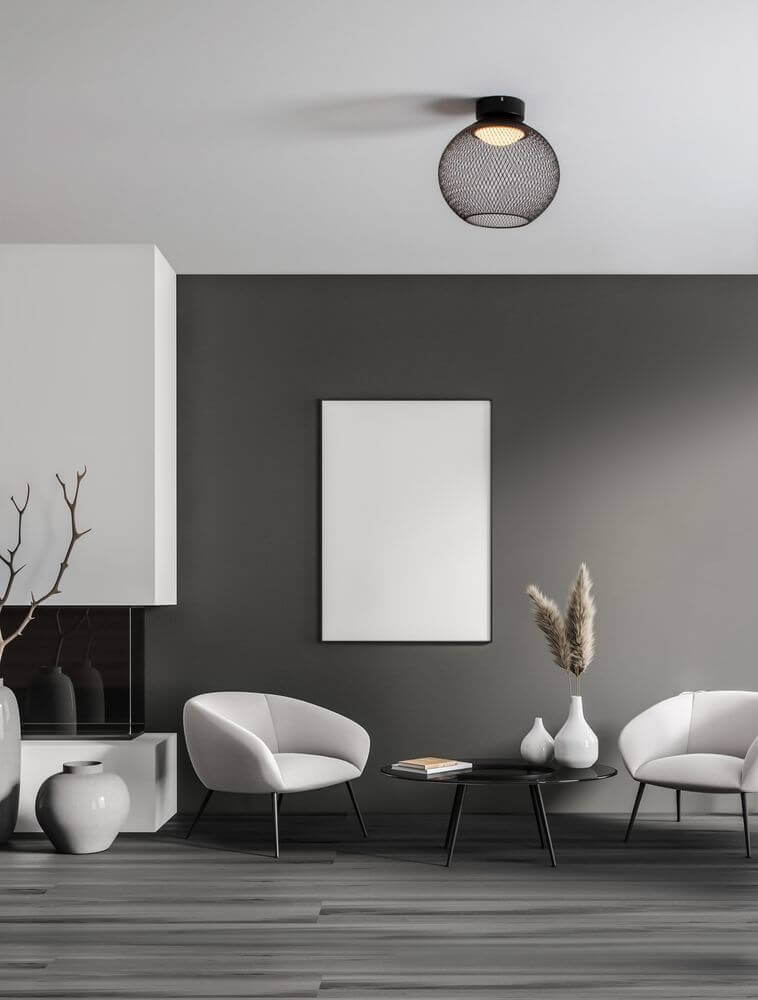 Moderne Kinetic LED Deckenleuchte in Schwarz, ideal für Wohnzimmer und Schlafzimmer, sorgt für stilvolles Ambiente.