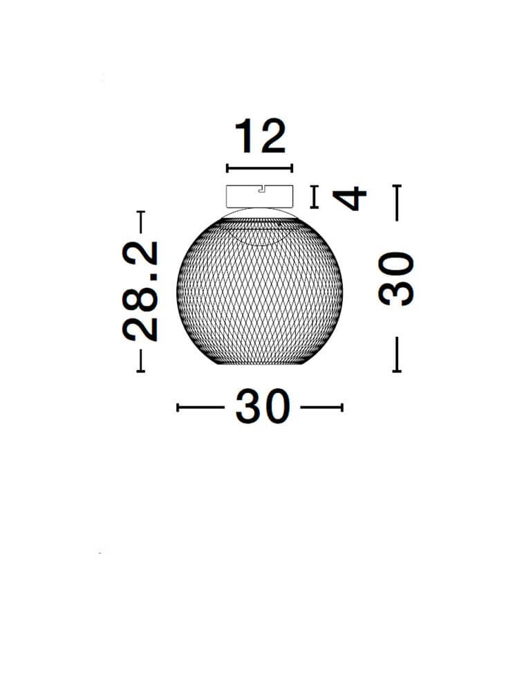 Kinetic LED Deckenleuchte Schwarz, Maße 30 cm Durchmesser, 31 cm hoch, modernes Drahtgeflecht-Design.