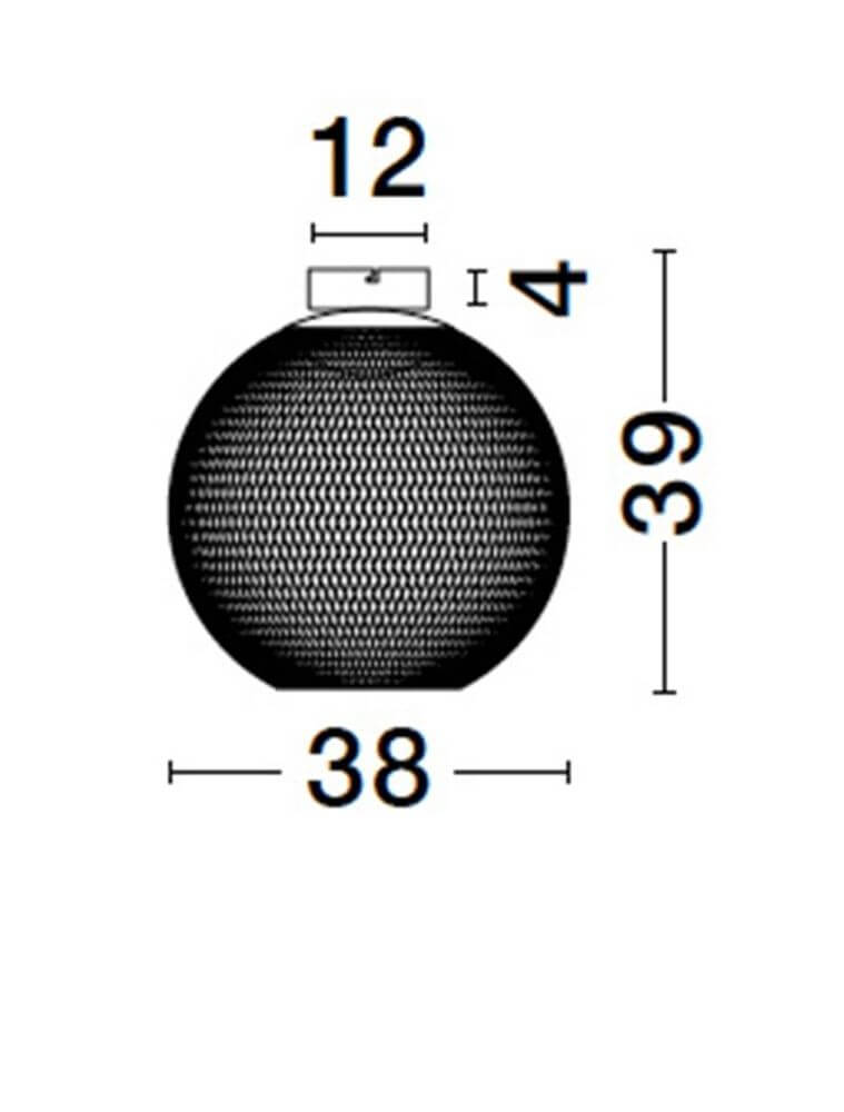 Kinetic LED Deckenleuchte in Schwarz mit Drahtgeflecht, Maße: 39 cm hoch, 38 cm Durchmesser, 12 W Lichtquelle.