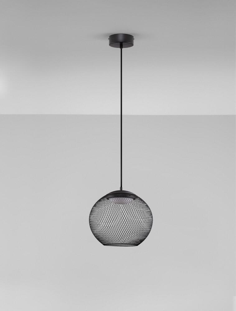 Kinetic LED Pendelleuchte 3000K Schwarz, schwarze Drahtgeflecht-Lampe für modernes Interior.