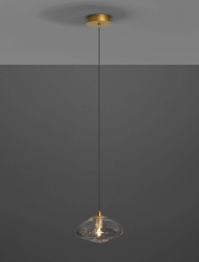 King Pendelleuchte G9 Gold, Transparent mit Glas- und Metalldesign, ideal für stilvolle Wohnräume.