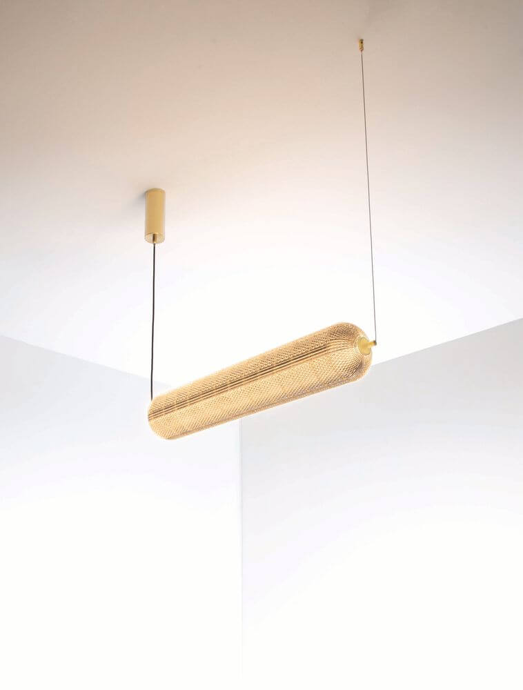 Klelia Pendelleuchte Horizontal 3000K Gold in modernem Design, ideal für elegante Innenräume.