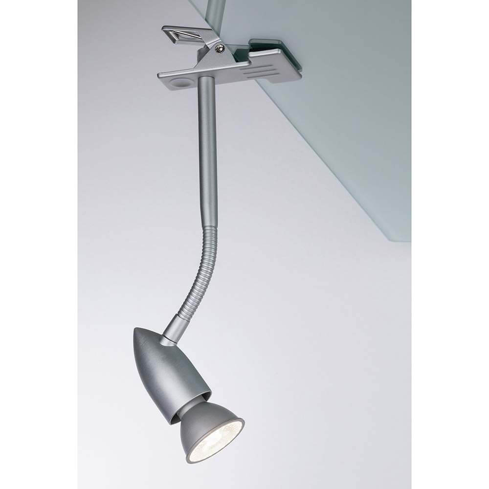 Klemmspot Gesa GU10 Chrom-Matt - flexible Klemmleuchte für gezielte Lichtinszenierung