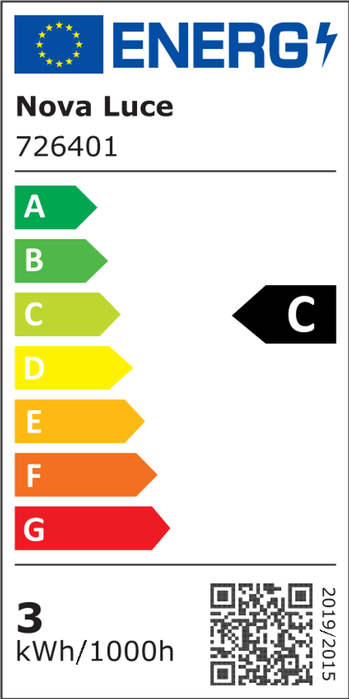 Energieeffizienzlabel für die Krypton LED Außenwandeinbauleuchte Lichtauslass Kegel 3000K IP54 von Nova Luce, Klasse C.