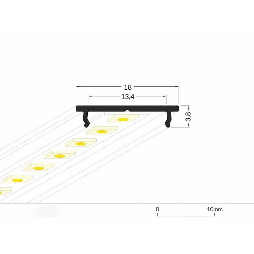 Kühlprofil 200cm Aluminium für LED-Strips mit Abmessungen und Montageoptionen.