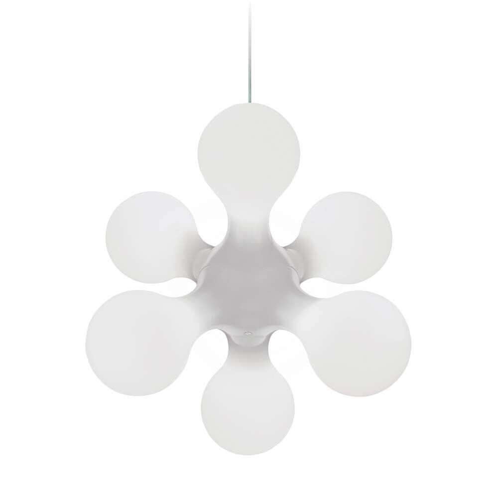 Kundalini Atomium Hängelampe mit organischer Form und Polyethylendiffuser für multidirektionale Lichtstreuung.