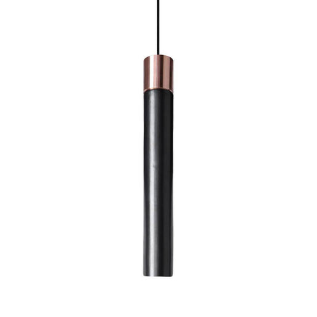 Kundalini Keramik LED Pendelleuchte Minimal Dimmbar in schwarzem Keramikdesign mit kupferfarbenem Deckel.