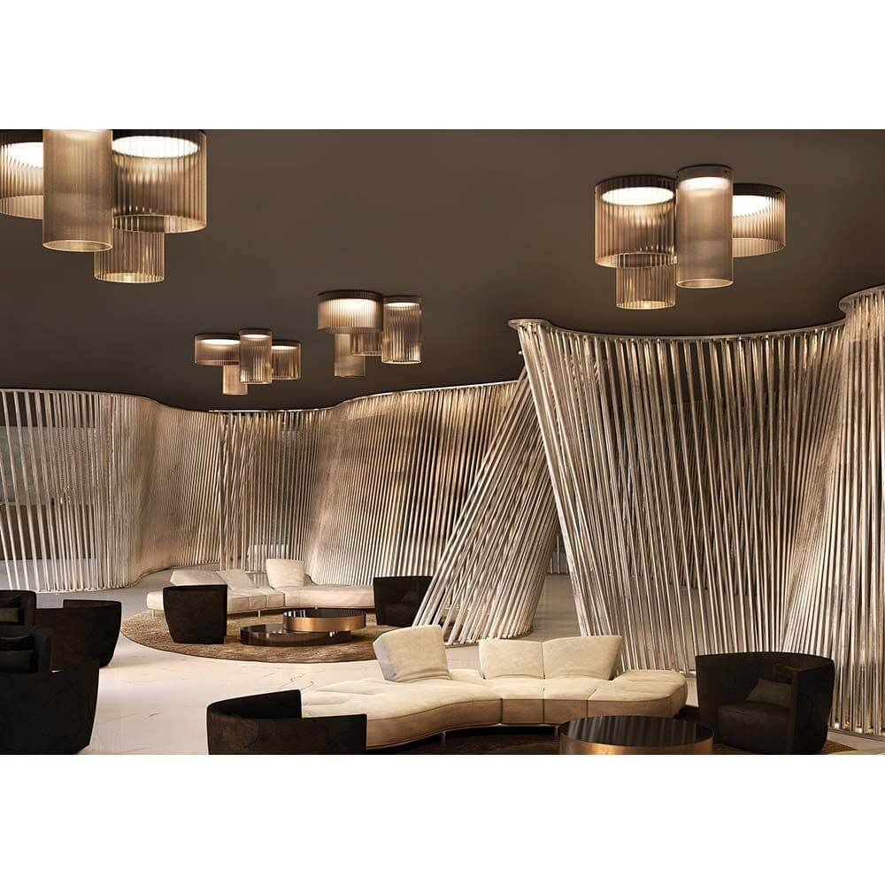 Moderne Inneneinrichtung mit Kundalini LED Deckenlampe Giass Ø 50cm Dimmbar in stilvollem Ambiente.