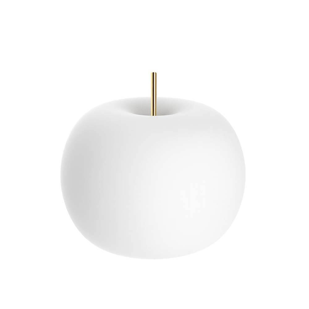 Kundalini Opalglas Tischlampe Kushi Ø33cm Dimmbar in runder, organischer Form mit goldener Stange.