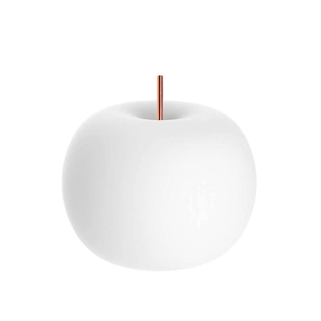 Kundalini Opalglas Tischlampe Kushi Ø33cm Dimmbar, runde weiße Lampe mit kupferfarbener Stange.