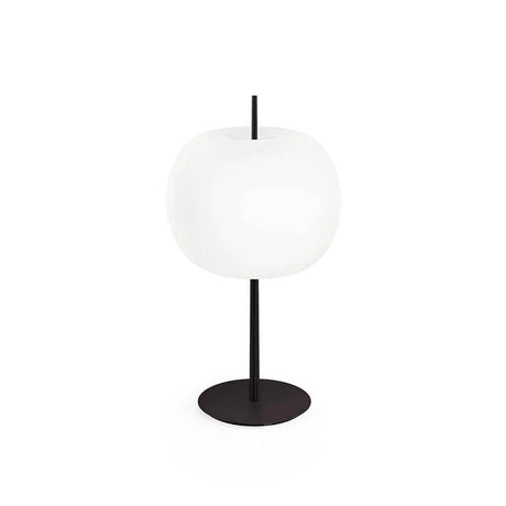Kundalini Opalglas Tischleuchte Kushi XL 61cm mit Dimmer auf schwarzem Fuß, runde weiche Form.