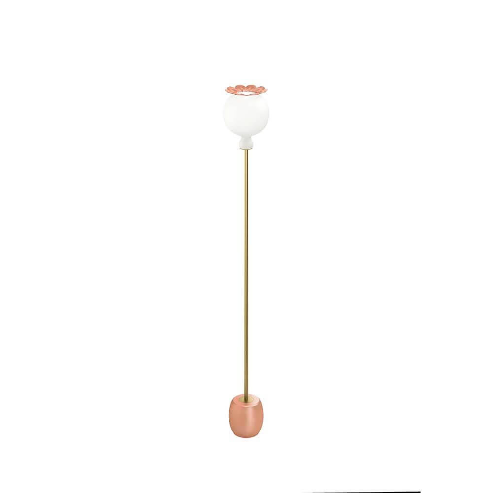 Kundalini Stehlampe Opyo 172cm Glanzlackoptik Dimmbar mit blütenförmigem Lampenschirm.