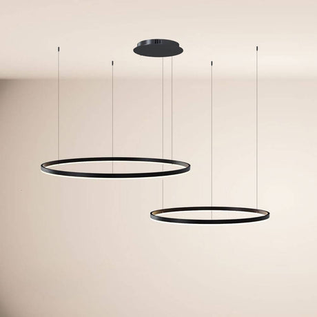s.luce LED Ring Hängelampe 2-flammig Exzentrisch in modernem Design mit zwei Ringen.