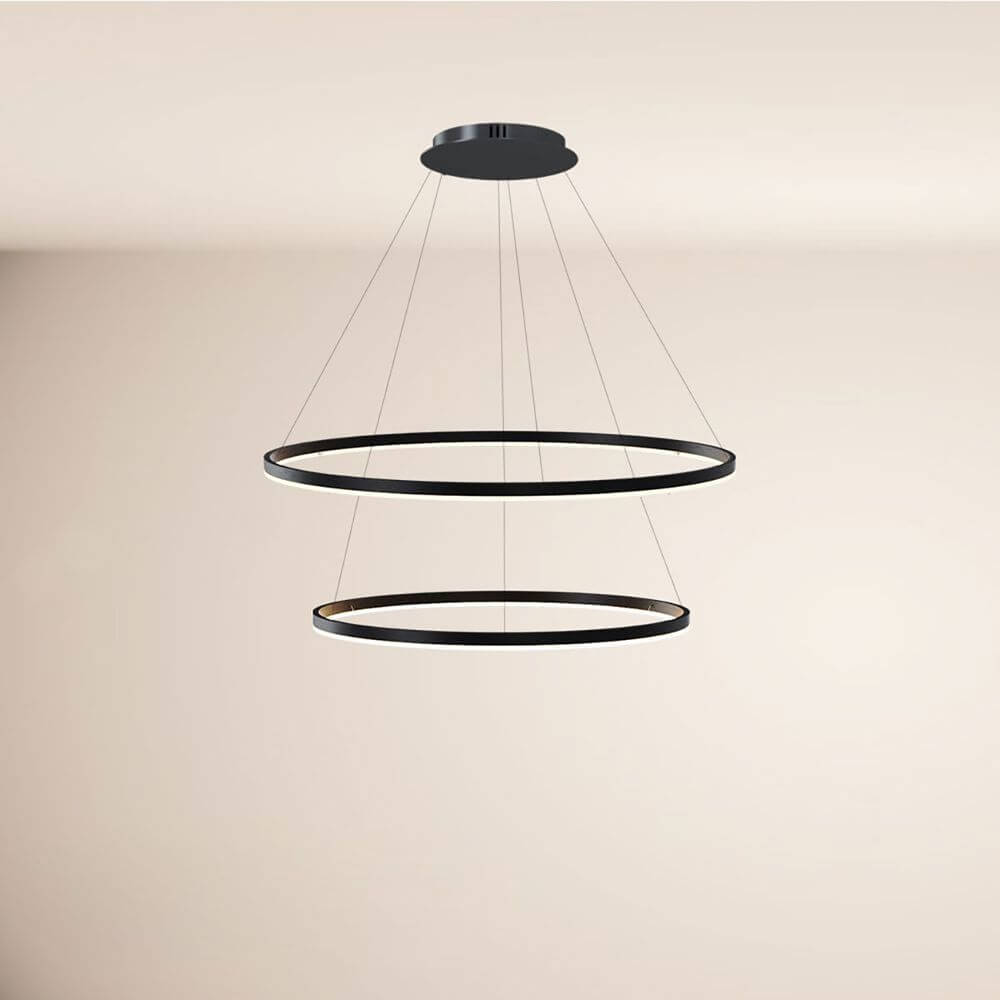 s.luce LED Ring Hängeleuchte 2-flammig Zentrisch in modernem Design, ideal für Esstische oder Wohnbereiche.