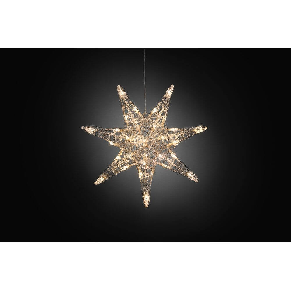 LED Acryl Stern groß 32 Warmweiße Dioden, festlich leuchtender Weihnachtsstern für gemütliches Ambiente.
