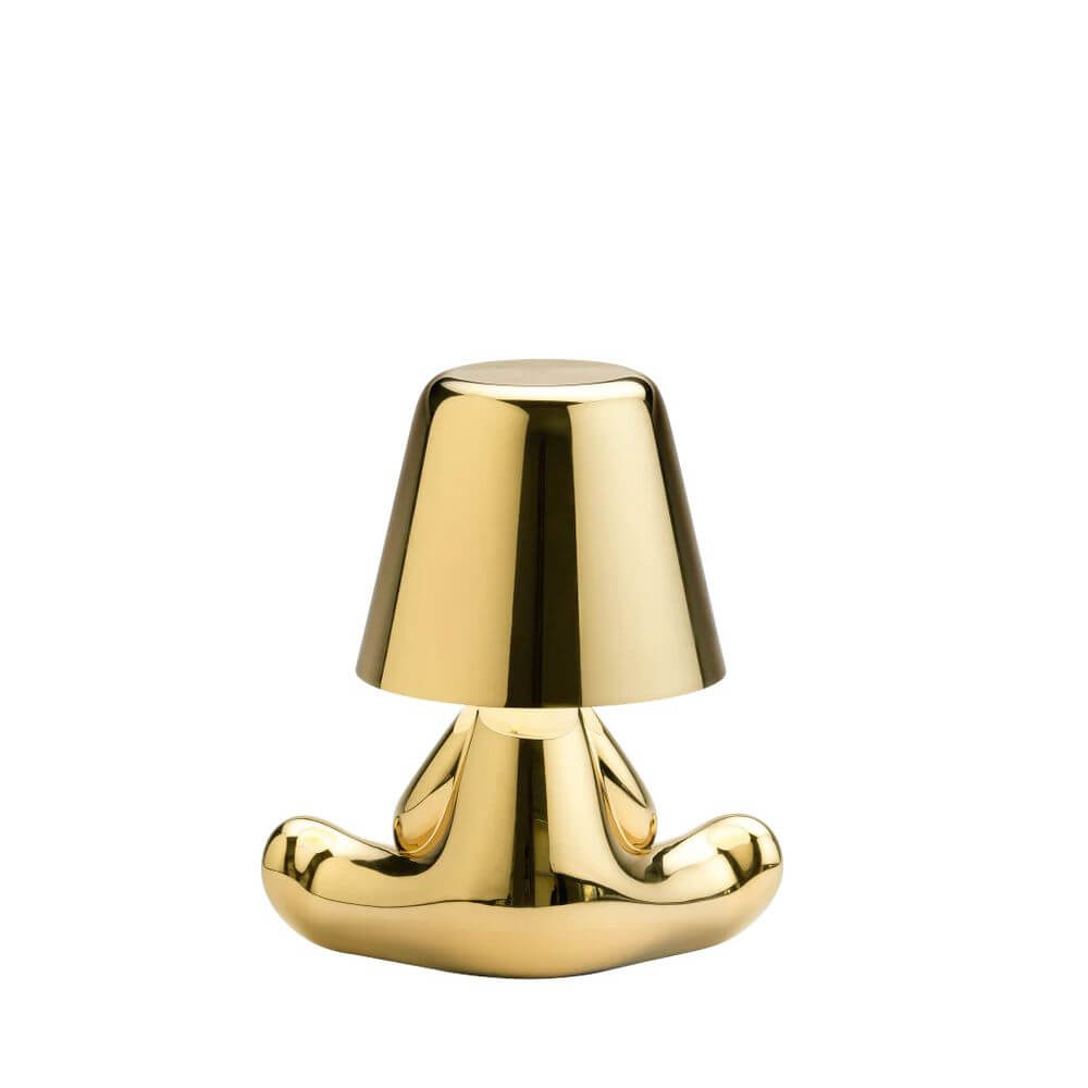 LED Akku-Tischleuchte Sweet Brothers Joe in elegantem Gold-Design, funktional und stilvoll.