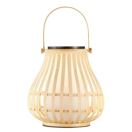LED Akkuleuchte Leo Solar IP44 aus Bambusholz mit Griff für Garten, Terrasse und Balkon