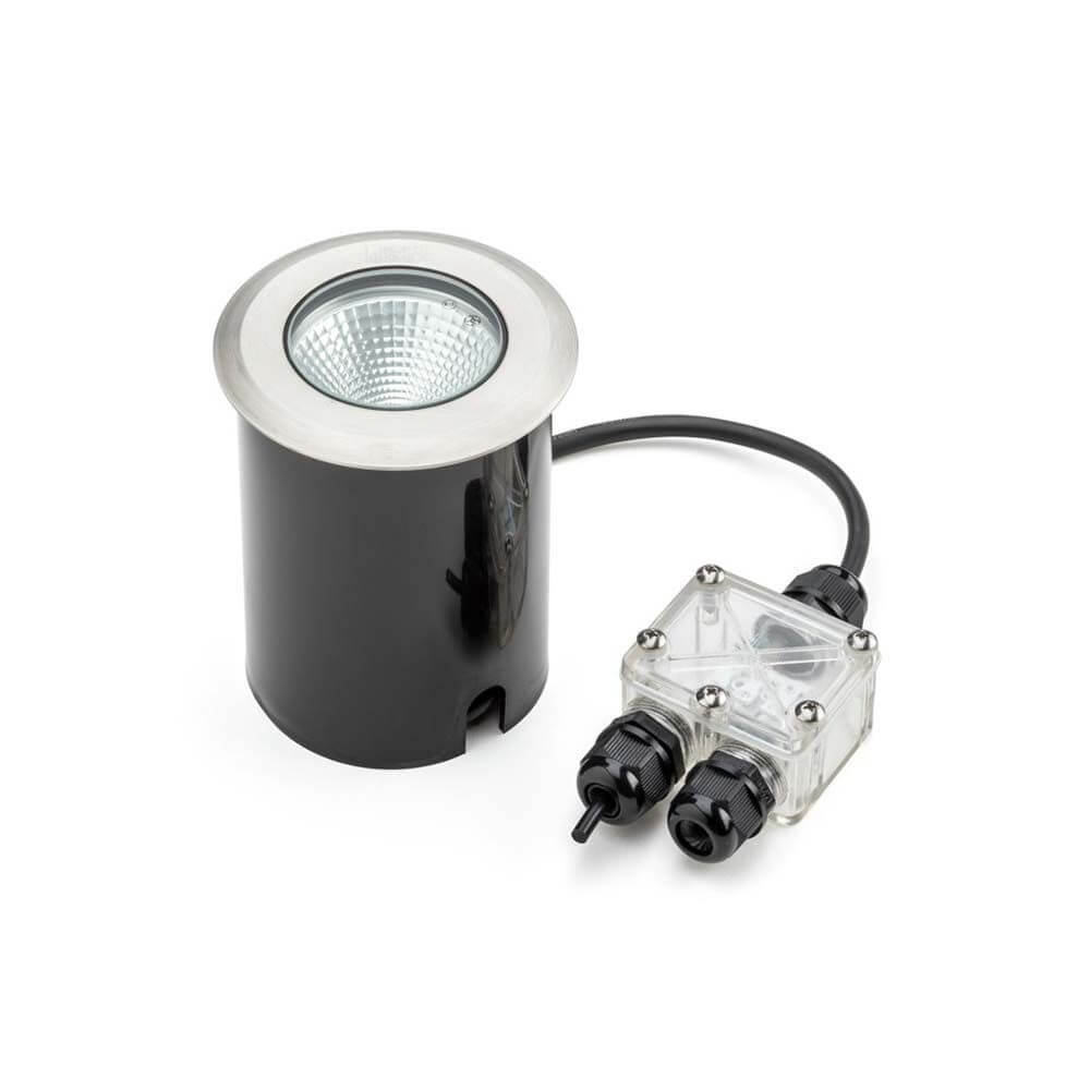 LED Außen Boden-Einbaustrahler Warmweiß mit Edelstahl-Rahmen und wasserdichtem Anschluss