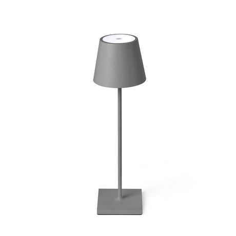 LED utendørs bordlampe med batteri TOC IP54 grå på en hvit bakgrunn.