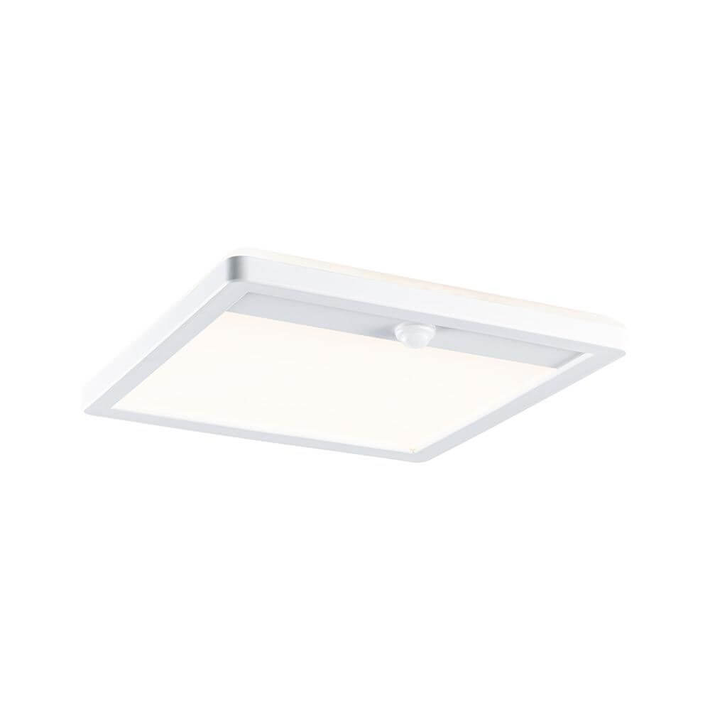 LED Außen Wandleuchte Lamina Bewegungssensor Weiß mit eckigem Design und Bewegungsmelder.