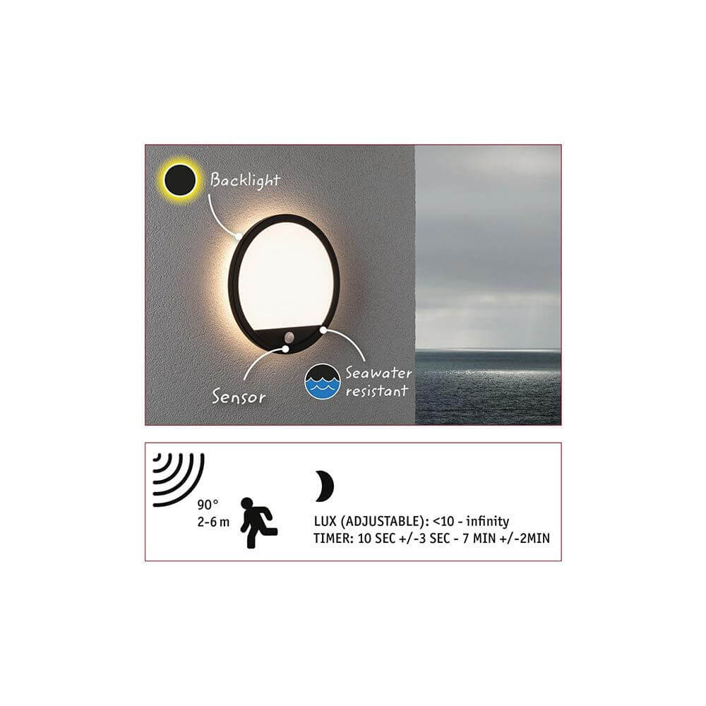 LED Außen Wand- & Deckenpanel Lamina Bewegungssensor mit Bewegungs- und Lichtsensor für Außenanwendungen.