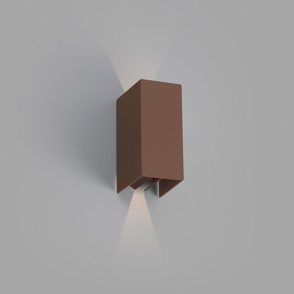 LED Außenwandlampe BLIND 3000K IP54 Rostbraun in modernem Design, ideal für Außenbereiche.
