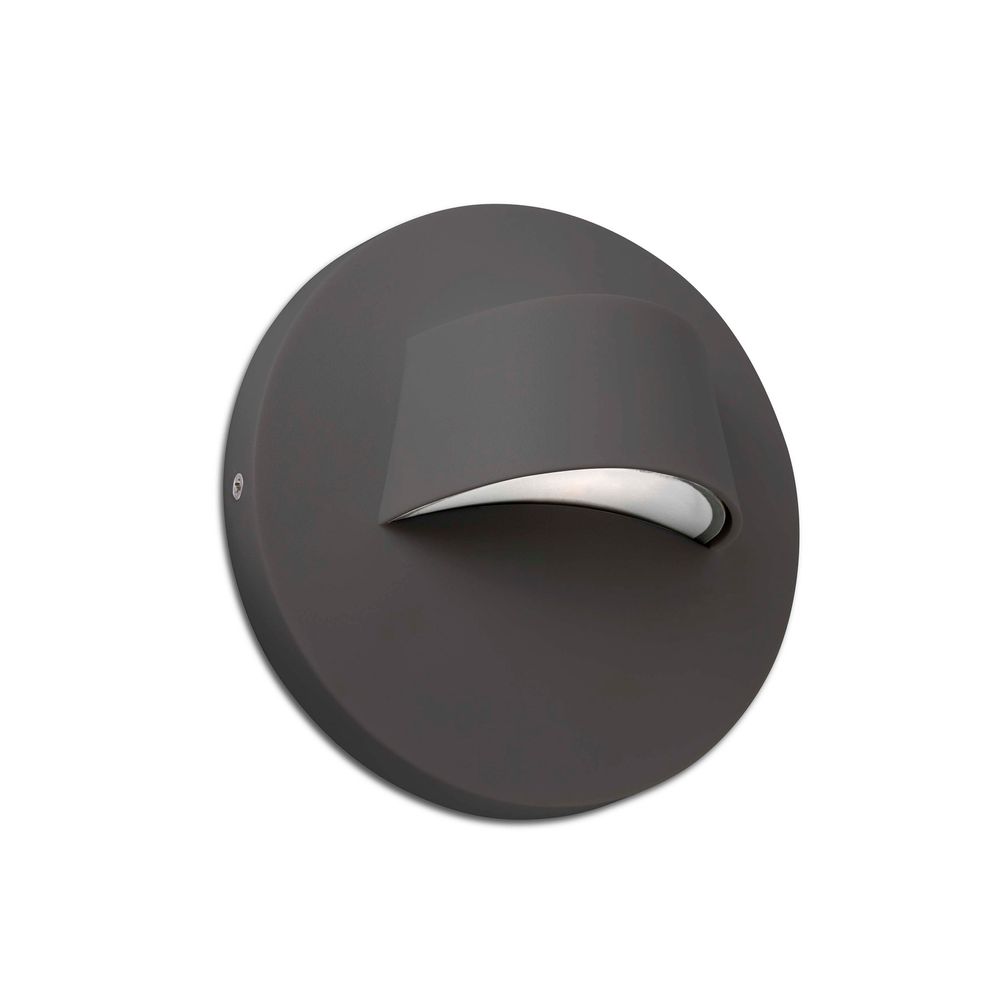 LED Außenwandlampe BROW 3000K IP44 Dunkelgrau an einer Wand montiert, modernes und elegantes Design.