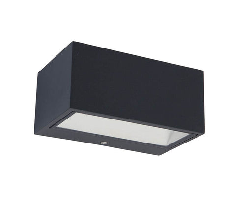 LED Außenwandlampe Gemini IP54 Anthrazit mit klaren Formen für spannende Lichteffekte.