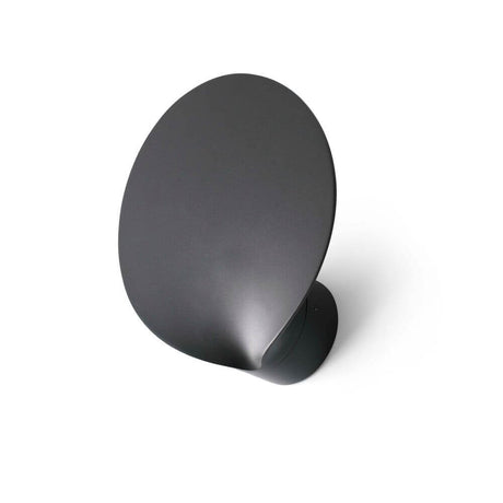 LED Außenwandlampe LOTUS 3000K IP65 Dunkelgrau an der Wand montiert, modernes Design, dunkle Farbe.
