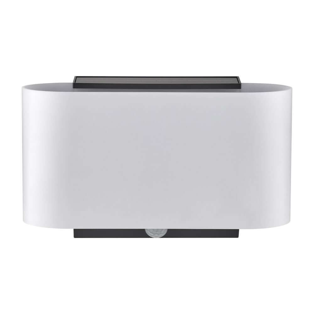 LED Außenwandlampe Piola IP44 mit modernem Design und Bewegungssensor für Außenbereiche.
