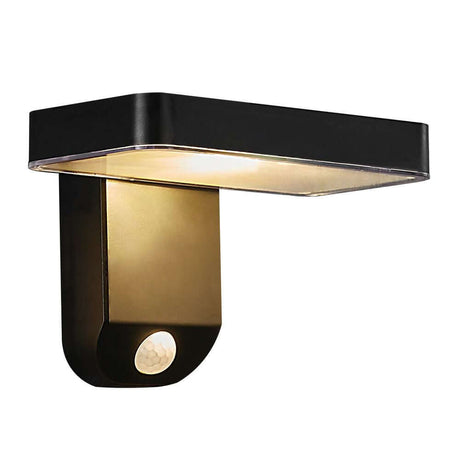 LED Außenwandlampe Rica Square Solar IP44, kabellos, schwarz, mit Bewegungsmelder und nach unten gerichtetem Licht
