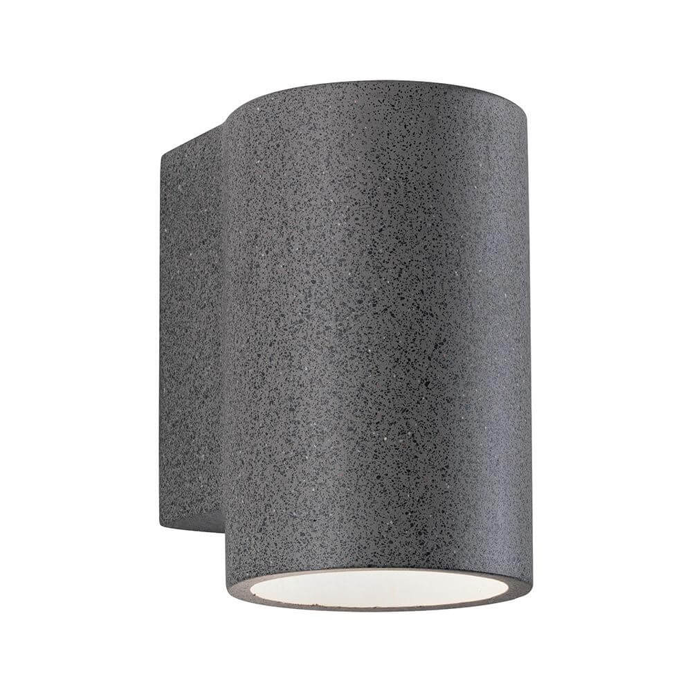 Beton LED Außenwandleuchte Concrea Sandig-Schwarz IP65 in modernem Design aus schwarzem Sandstein.