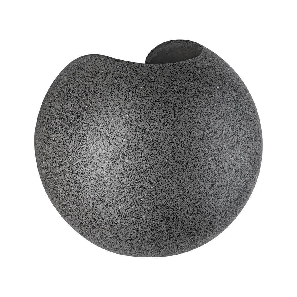 LED Außen Wandleuchte Concrea Schwarzer Sandstein Beton IP65 in runder Form aus schwarzem Beton.