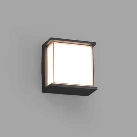 LED Außenwandleuchte HIKARI 3000K IP65 Dunkelgrau an der Wand montiert.