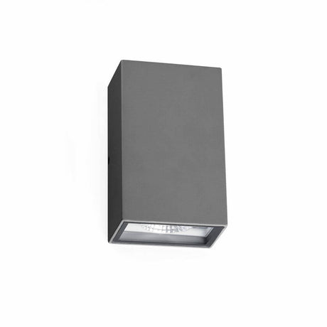 LED Außenwandleuchte LING 6W 4000K IP54 Dunkelgrau an Wand montiert in modernem Design.