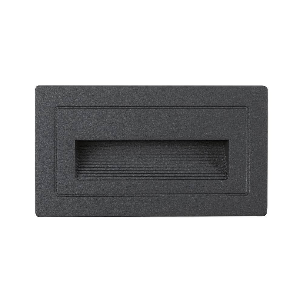 LED Außen Wandeinbauleuchte Long Schwarz IP65 - elegante, wasserdichte Leuchte für Außenbereich, Aluminium, 103x58mm.