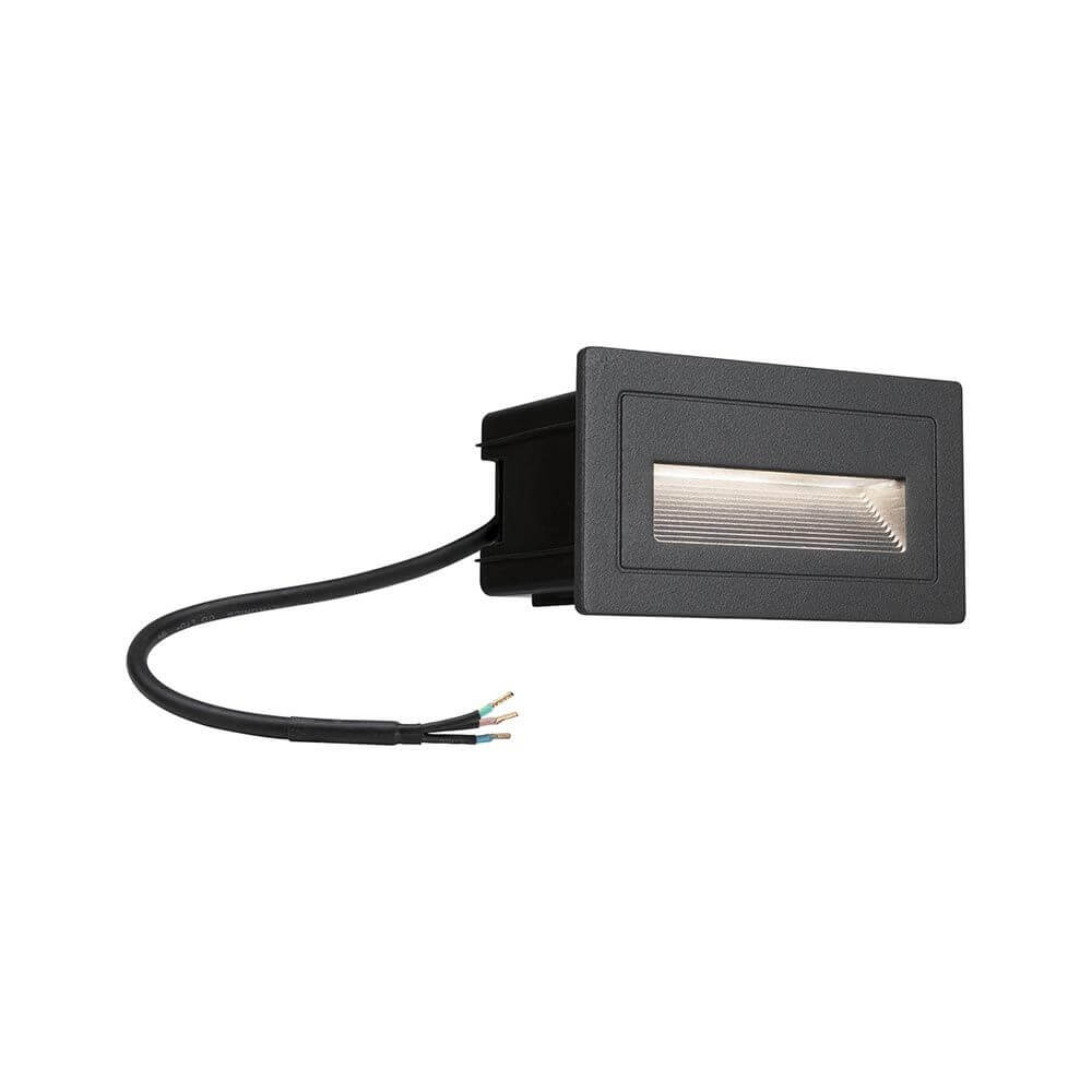 LED Außen Wandeinbauleuchte Long Schwarz IP65 mit Aluminiumgehäuse für Wandeinbau und interessante Lichteffekte.