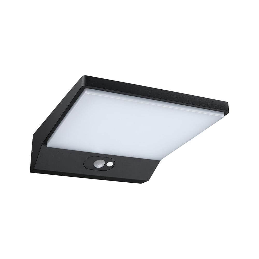 LED Außenwandleuchte Ronea mit Bewegungsmelder IP44 in Schwarz, ideal für Hauswände und Eingangsbereiche.
