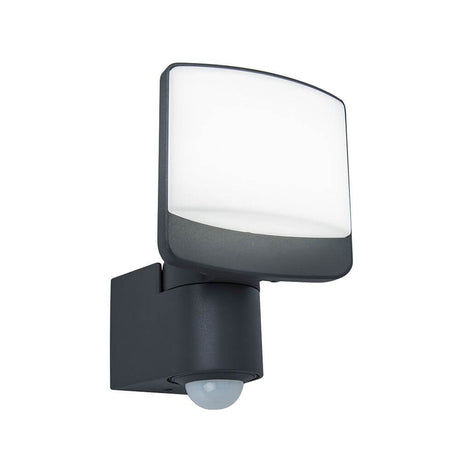 LED Projecteur extérieur Sunshine avec capteur IP44 Anthracite - applique murale plate avec détecteur de mouvement et tête orientable.